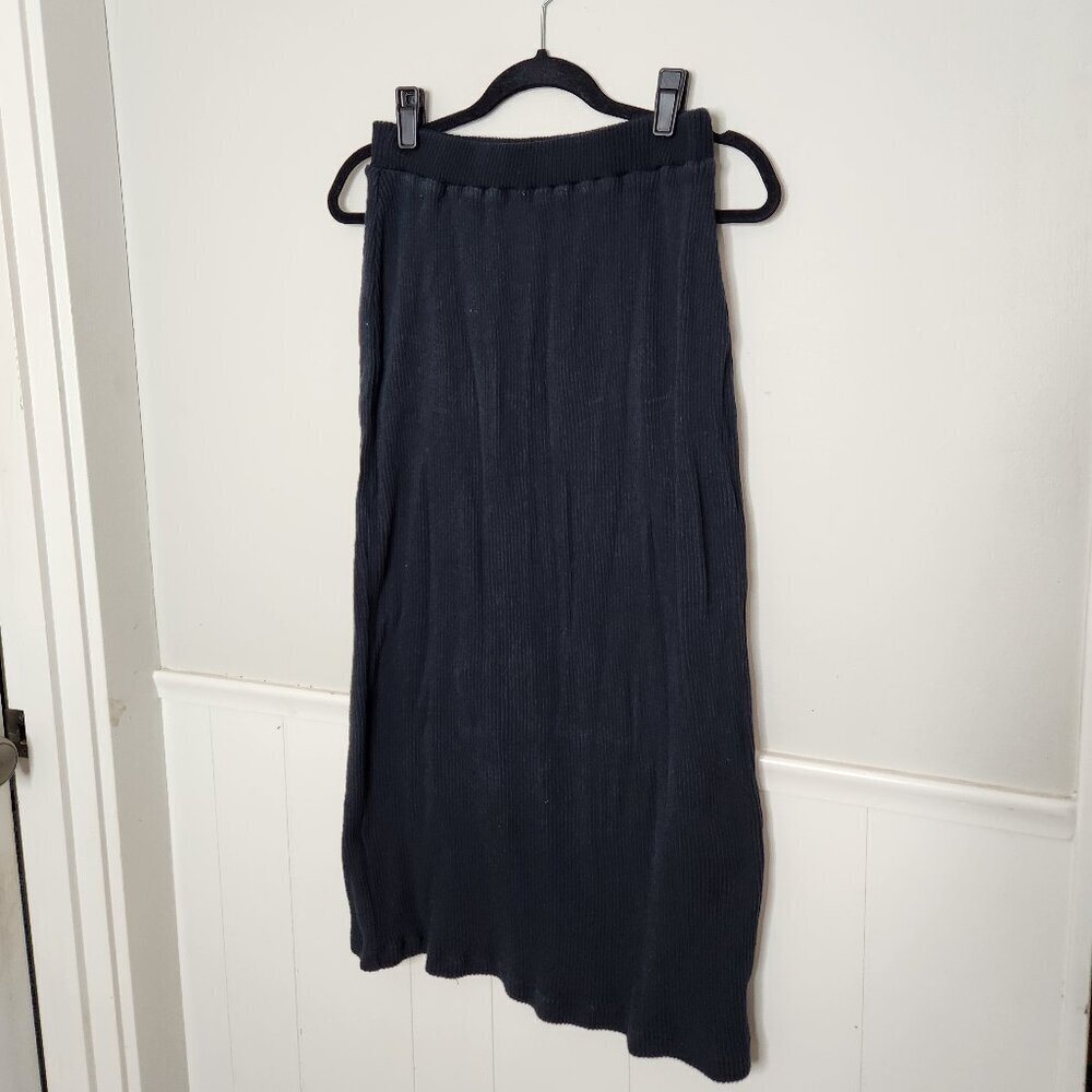 FREE PEOPLE BEACH Solid Black Chunky Knit Ribbed Skirt